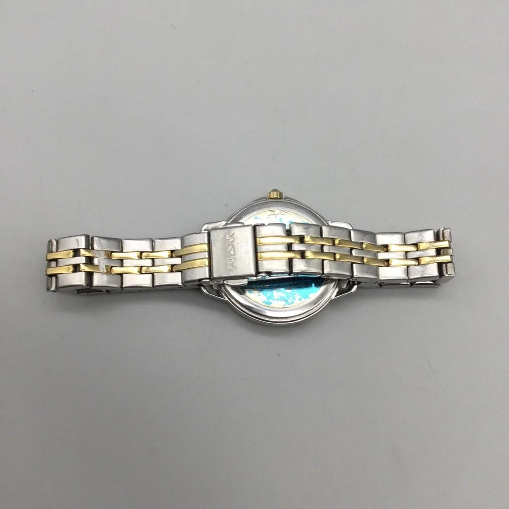 Pulsar Solar Womens Watch 31mm White Dial Two Tone Stainless Bracelet 7.25